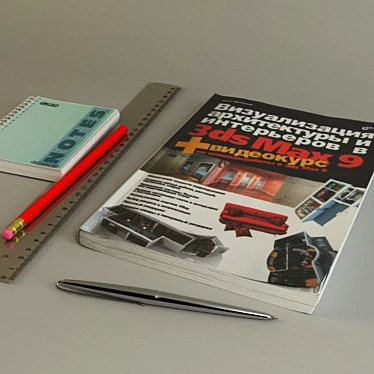 Desktop Essentials: Book & Objects 3D model image 1 