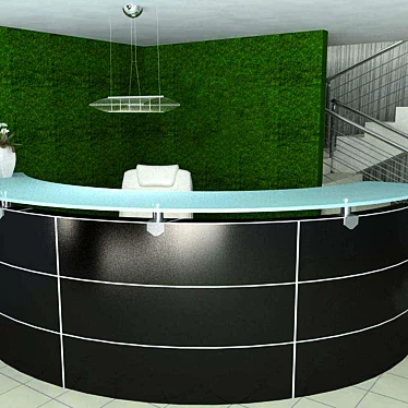 Sleek Black Reception Desk 3D model image 1 