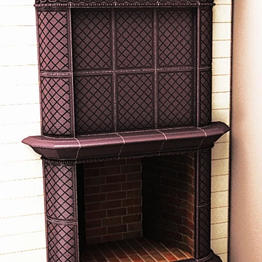 Sleek Tiled Fireplace 3D model image 1 