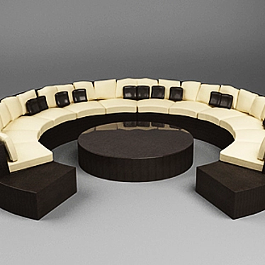 Modular Round Sofa: Formitalia Leather+Alcantara 3D model image 1 