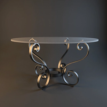 Sleek Glass Table with Aluminum Legs 3D model image 1 