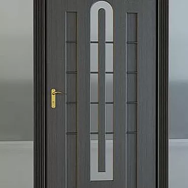 Elegant Bronze Door with Glass 3D model image 1 