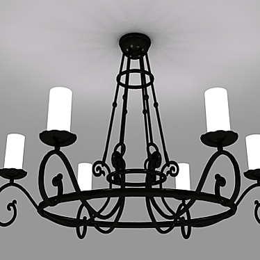 Vintage Cast Iron Chandelier 3D model image 1 