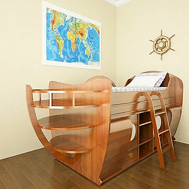 Carotti Ship Bed: Stylish Italian Design 3D model image 1 