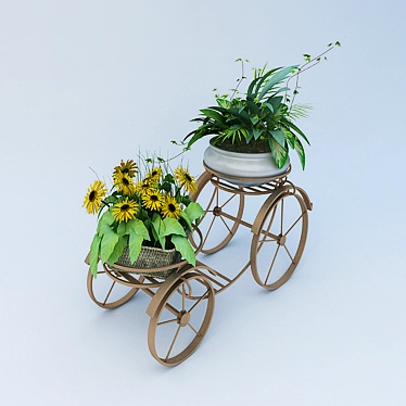 Forged Flower Cart Stand 3D model image 1 