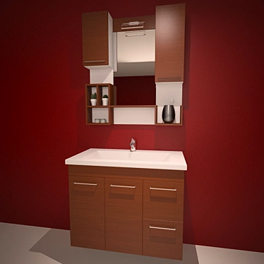 Title: Orka Saros 100 Abanoz Bathroom Cabinet 3D model image 1 