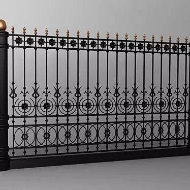 Sleek Steel Fence Panels 3D model image 1 