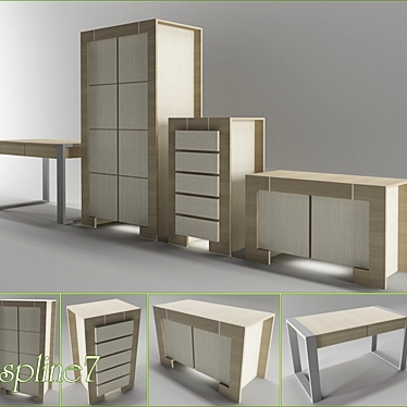 Sleek Modern Furniture Set 3D model image 1 