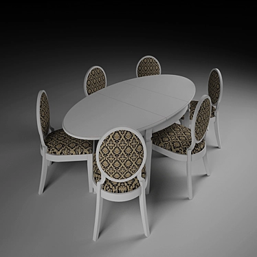 Modern Table & Chairs Set 3D model image 1 