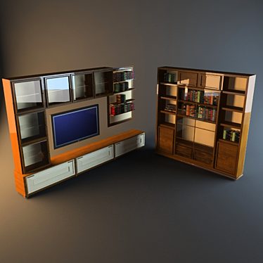 Elegant Living Room Cabinets 3D model image 1 