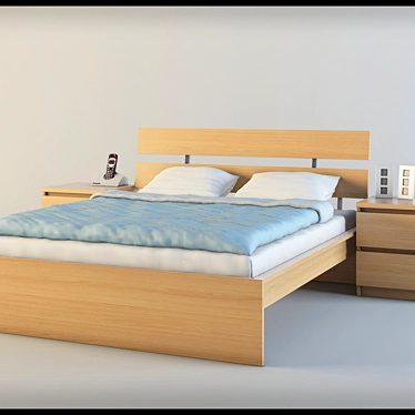 Stylish Ikea HOPEN Bed Set 3D model image 1 