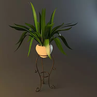 Handcrafted Flower on Textured Stand 3D model image 1 