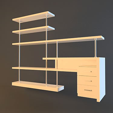 Compact Table with Shelves 3D model image 1 