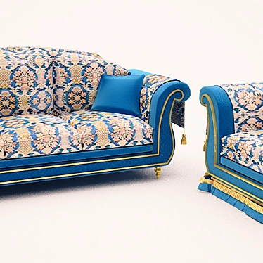 Luxury Italian Caspani Sofa and Armchair Set 3D model image 1 