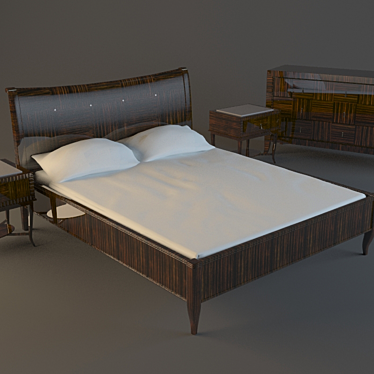 Elegant Bedroom Set 3D model image 1 