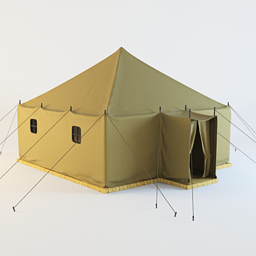 Rugged Military Tent: Durable, Reliable 3D model image 1 