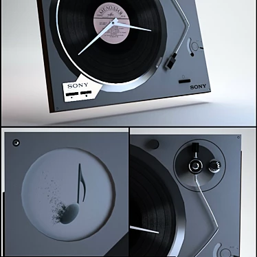 Retro Vinyl Turntable Clock 3D model image 1 