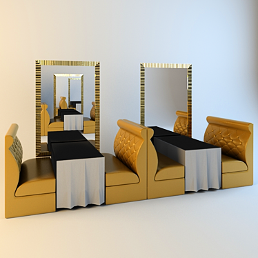 Cafe Set: Sofas, Mirror, Tablecloth 3D model image 1 