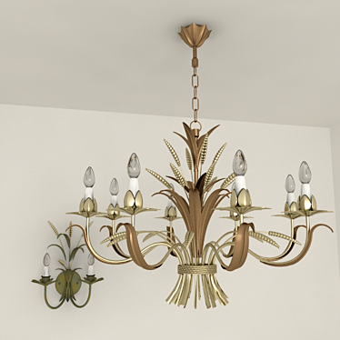 Nature-inspired Chandelier and Wall Brackets 3D model image 1 