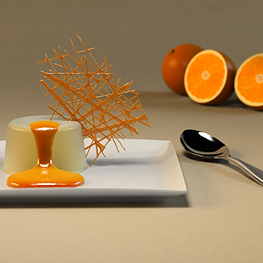 Velvety Pannacotta with Orange Sauce 3D model image 1 