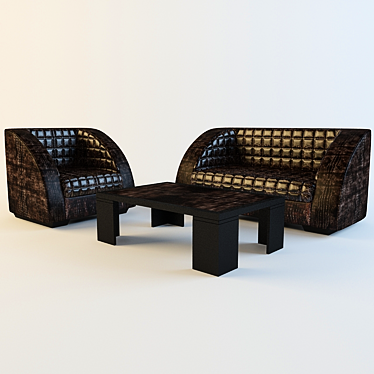 Serpentine Skin Sofa Set 3D model image 1 