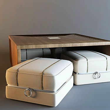 Luxury Italian Table and Pouffes: TURRI Genesis 3D model image 1 