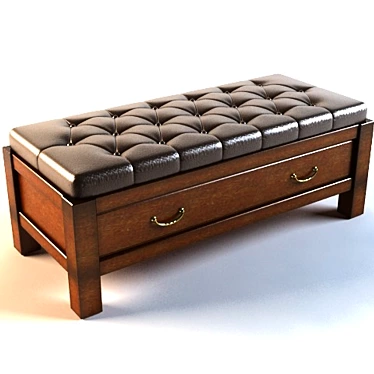 Elegant Leather Ottoman with Drawer 3D model image 1 