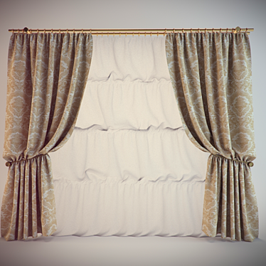  textured curtain 3D model image 1 