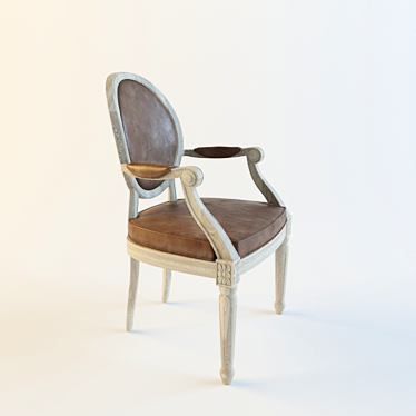 Vintage French Leather Armchair 3D model image 1 