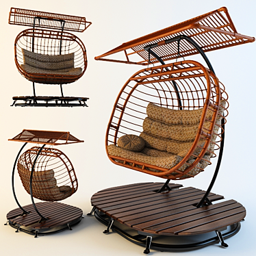 "KOSH" Rattan Rocking Chair - Comfort and Style 3D model image 1 
