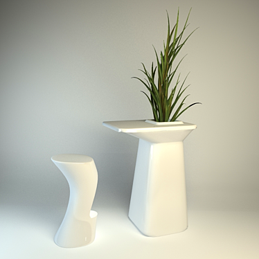 MOMA Designer Table & Stool 3D model image 1 