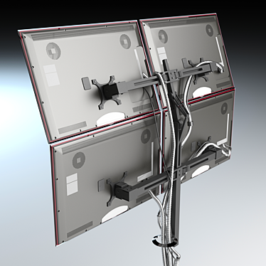 Quad Monitor Desk Mount Bracket 3D model image 1 