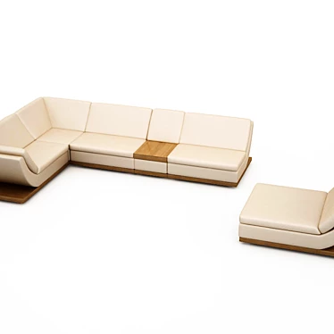 Modular Sofa Set with Bar Insert & Armchair 3D model image 1 