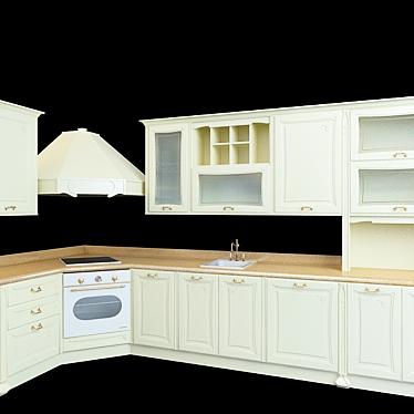 Sleek Contemporary Kitchen Set 3D model image 1 