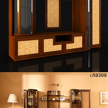 Modern Curved Glass Cupboard Showcase 3D model image 1 