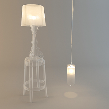 Kartell Trio: Stool, Lamp & Pendant 3D model image 1 