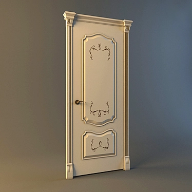 Italian Ivory Gold Patina Door - Complete with Filigree Texture 3D model image 1 