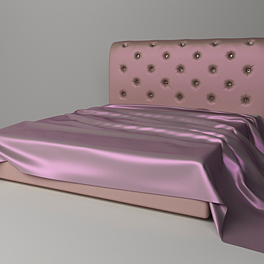 Silk-Covered Double Bed 3D model image 1 