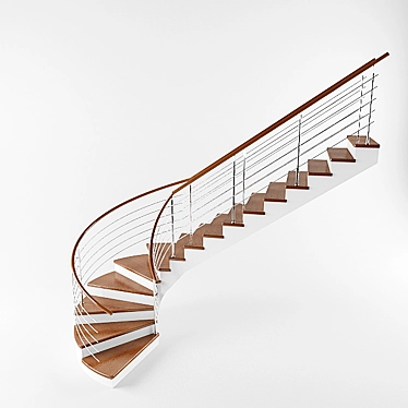 Rounded Wood Staircase 3D model image 1 