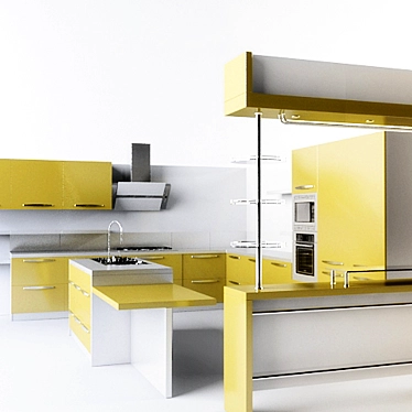 Sleek and Simple Kitchen 3D model image 1 