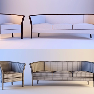 Elegant Seating Set 3D model image 1 