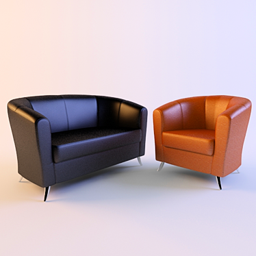 Modern 2-Piece Sofa Set 3D model image 1 