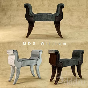 Elegant William Bench - Quality Craftsmanship 3D model image 1 