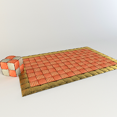 Oriental Style Pouf and Carpet 3D model image 1 