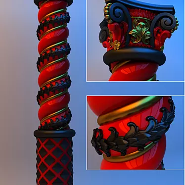 Title: Red Decorative Column 3D model image 1 