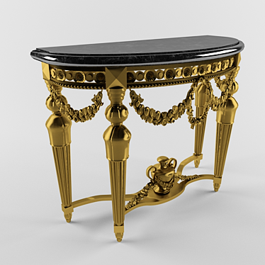 Classic Gold and Marble Console 3D model image 1 