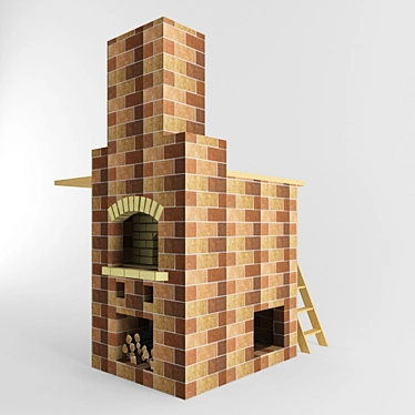 Traditional Russian Oven with Platforms and Staircase 3D model image 1 