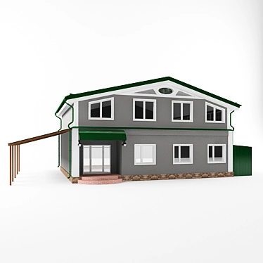 Stylish Stucco House with Carport 3D model image 1 