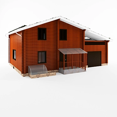 Title: Cozy Two-Story Log House 3D model image 1 