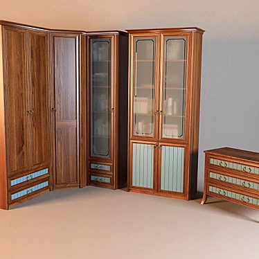 Elegant Victorian Wardrobe Set 3D model image 1 